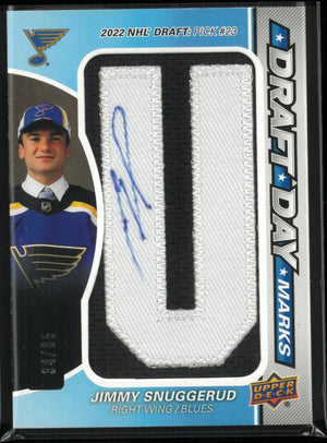 2025-26 UD SP Game Used Draft Day Marks Autograph Rookie Jimmy Snuggerud /35 RC 