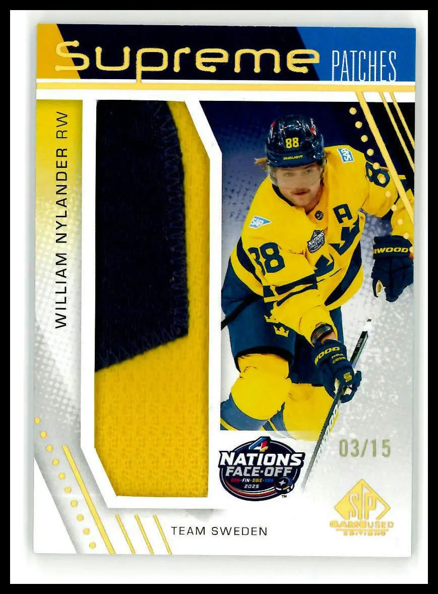 2025-26 UD SP Game Used Hockey Supreme Patches 4 Nations William Nylander /15 