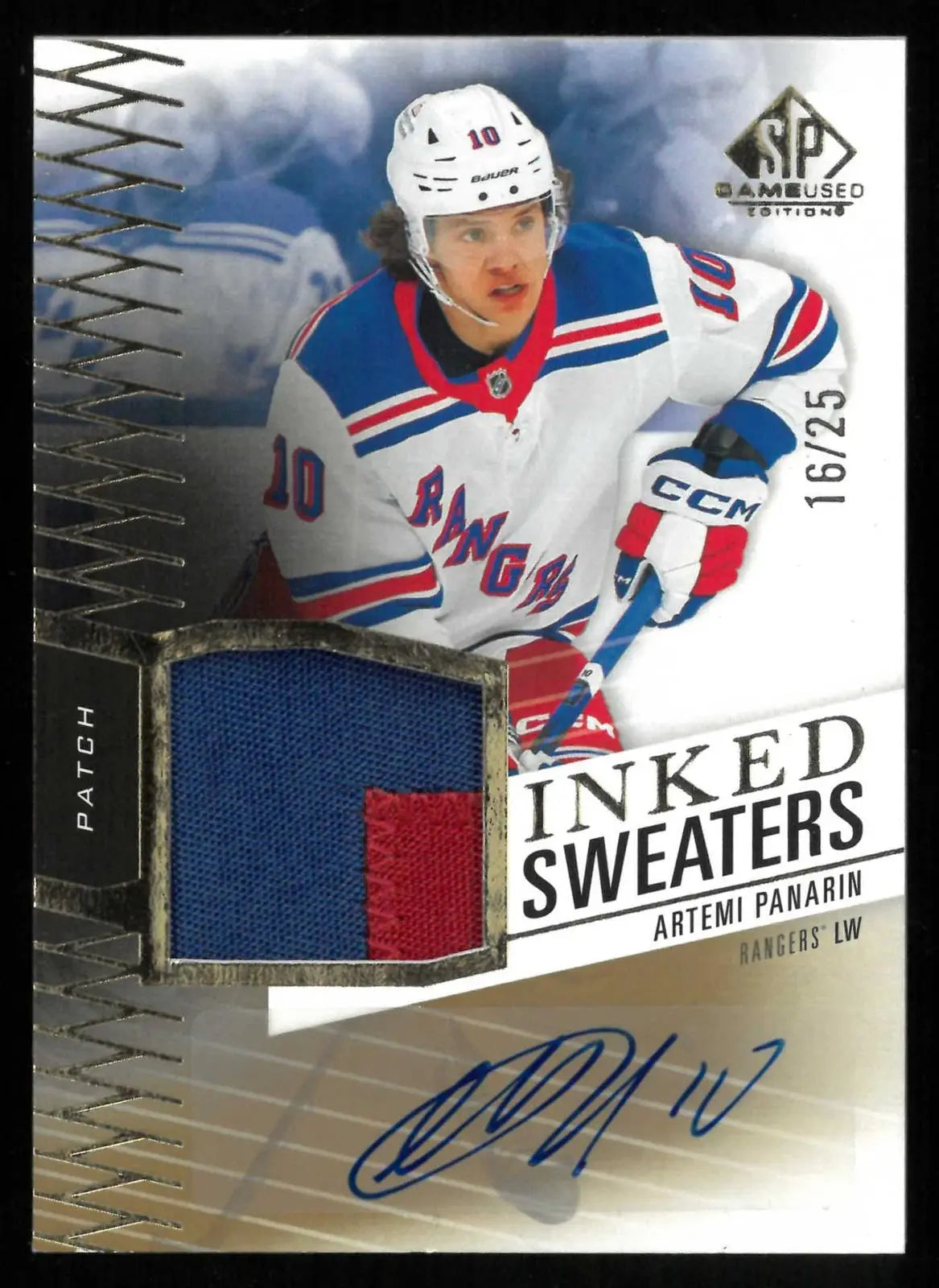 2025-26 UD SP Game Used Inked Sweaters Autograph Patch Artemi Panarin Auto /25 