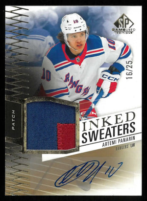 2025-26 UD SP Game Used Inked Sweaters Autograph Patch Artemi Panarin Auto /25 