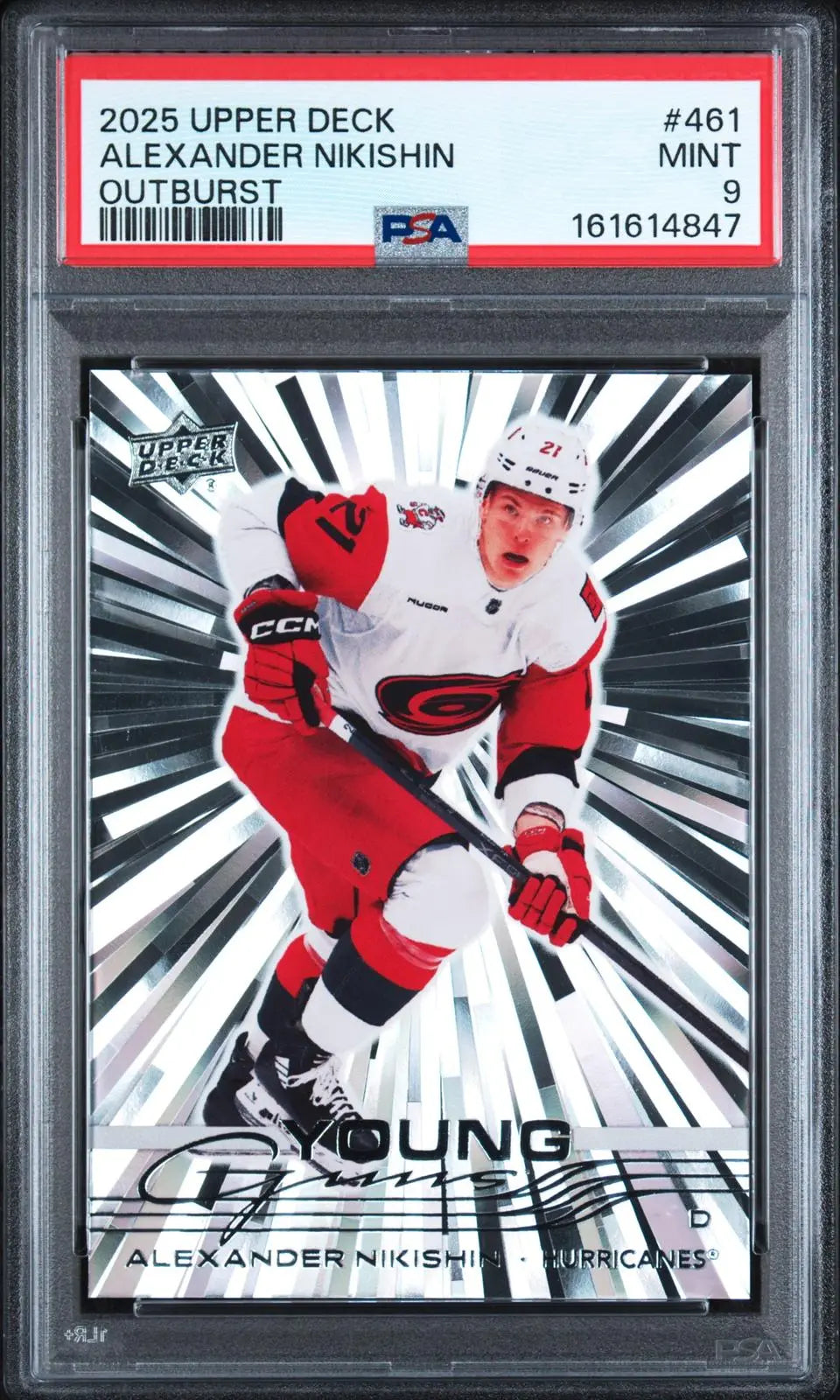 2025-26 UD Series 2 Rookie Young Guns Alexander Nikishin Outburst RC PSA 9 