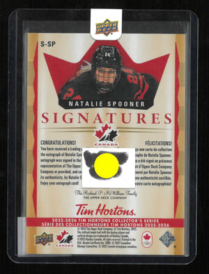 2025-26 UD Tim Hortons Collector's Series Signatures Autograph Natalie Spooner 