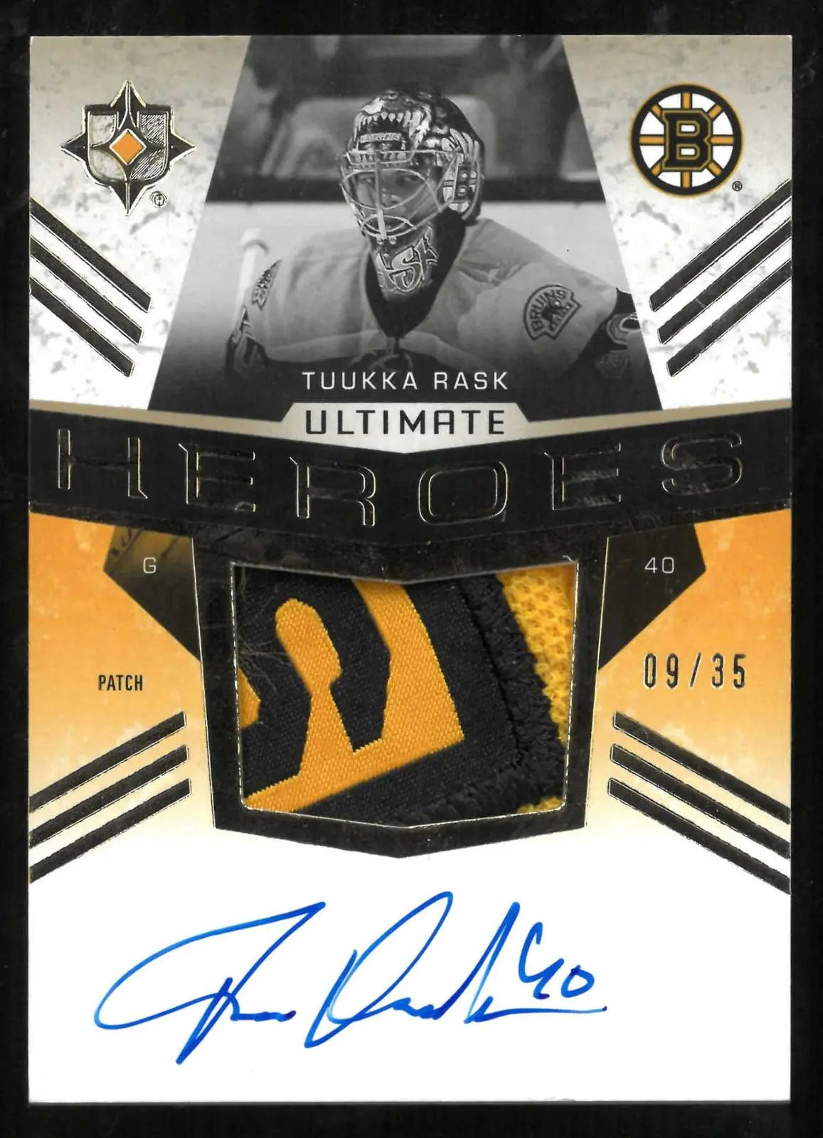 2025-26 UD UC Ultimate Heroes Autograph Patch Logo Tuukka Rask Auto /35 