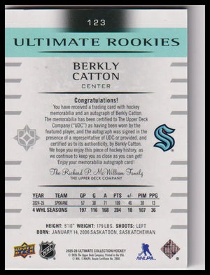 2025-26 UD Ultimate Collection Berkly Catton Ultimate Rookies Auto Patch #/99 