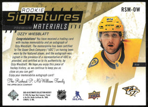 2025-26 UD Ultimate Collection Ozzy Wiesblatt Ultimate Materials Rookie Auto /35 
