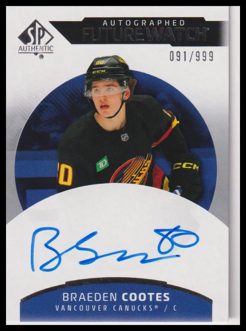 2025-26 US SP Authentic #175 Braeden Cootes Rookie Future Watch Auto #/999 