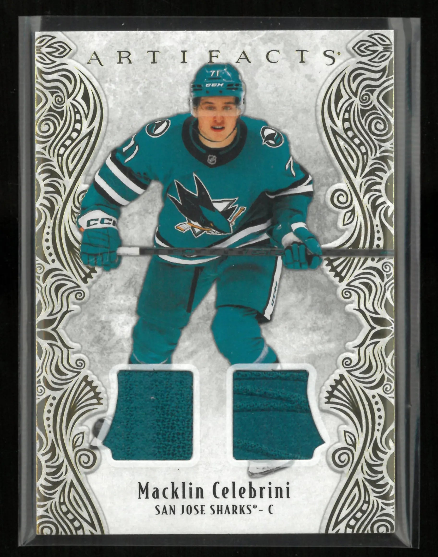 2025-26 Upper Deck Artifacts Gold Material Macklin Celebrini Patch /299 