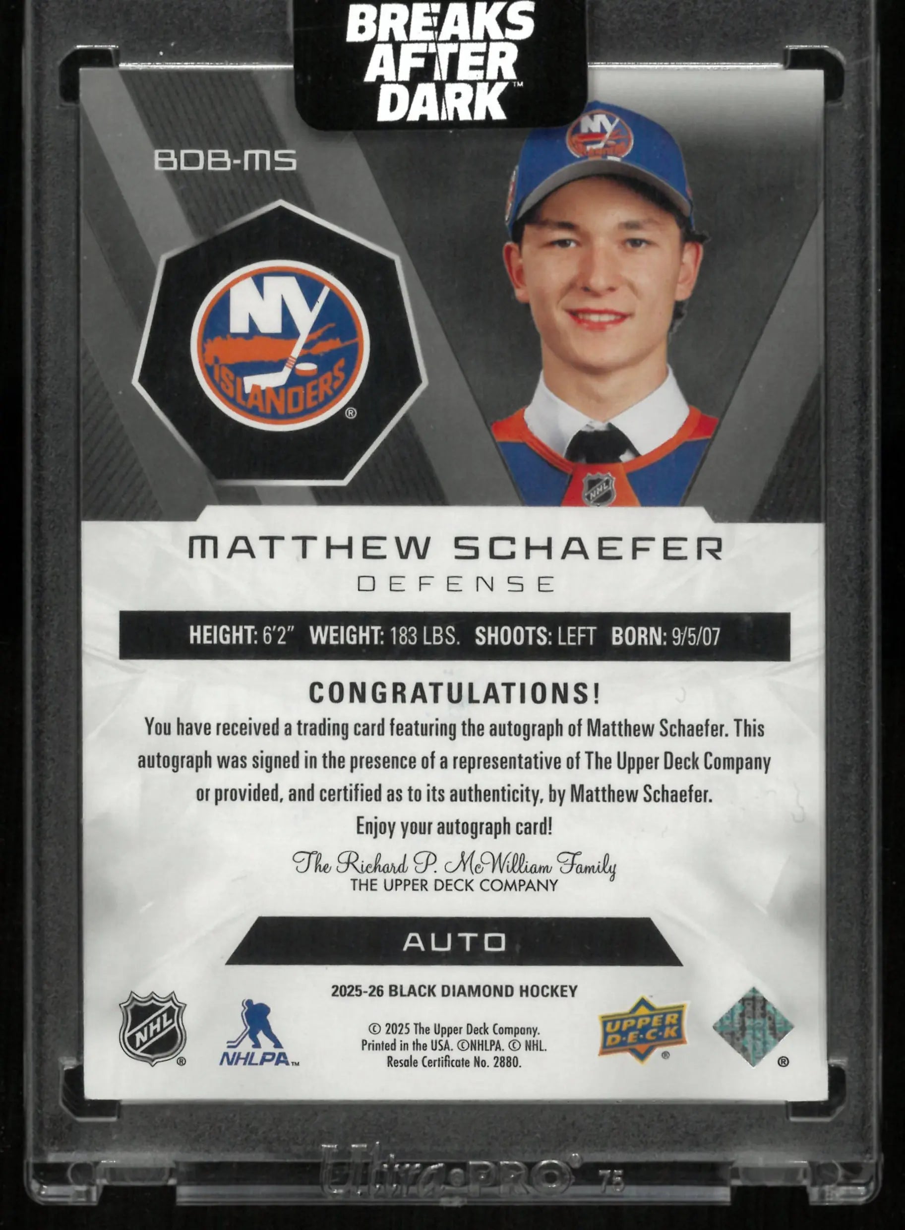 2025-26 Upper Deck Black Diamond Autograph Auto /25 