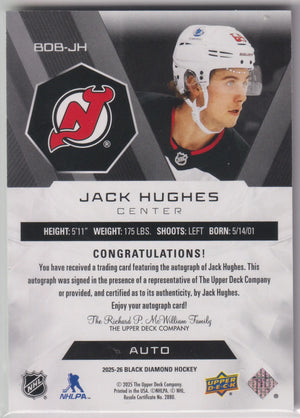 2025-26 Upper Deck Black Diamond Autograph Jack Hughes Auto /25 