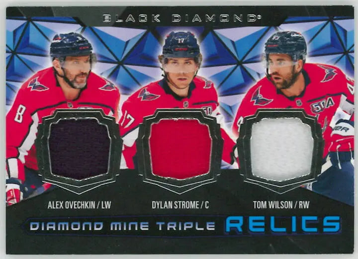 2025-26 Upper Deck Black Diamond Mine Triple PatchOvechkin/Strome/Wilson 