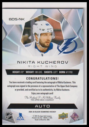2025-26 Upper Deck Black Diamond Nikita Kucherov Diamond Stars Auto #/15 