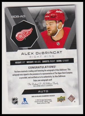 2025-26 Upper Deck Black Diamond #BDB-AD Alex DeBrincat Gold Auto #/49 