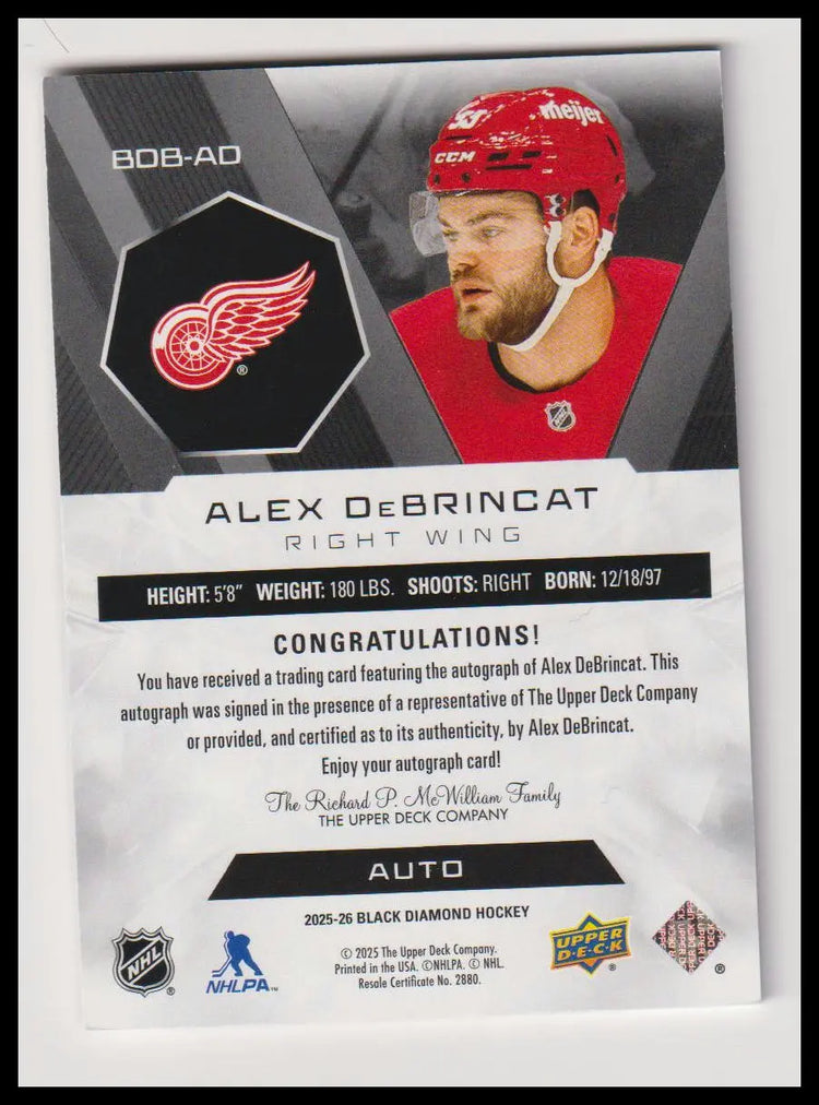 2025-26 Upper Deck Black Diamond #BDB-AD Alex DeBrincat Gold Auto #/49 