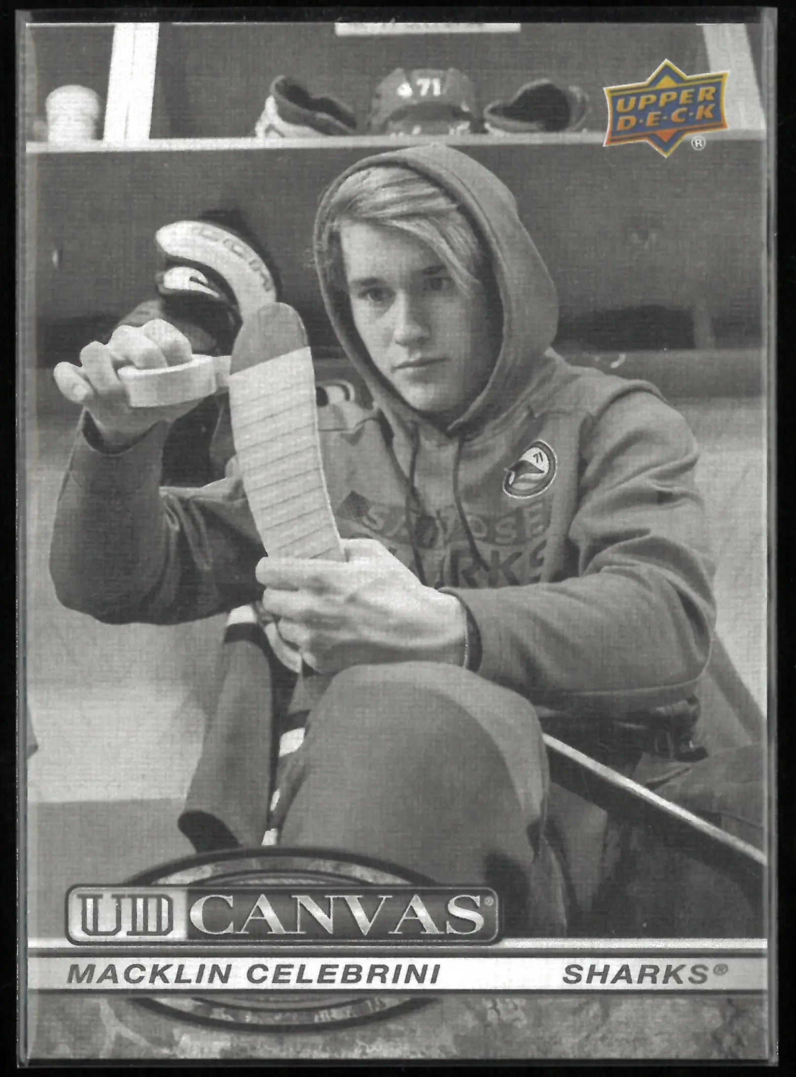 2025-26 Upper Deck Canvas Macklin Celebrini Black & White 