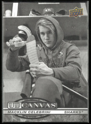 2025-26 Upper Deck Canvas Macklin Celebrini Black & White 