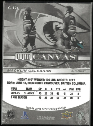 2025-26 Upper Deck Canvas Macklin Celebrini Black & White 