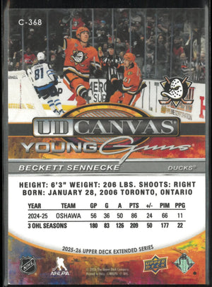 2025-26 Upper Deck Canvas Young Guns Rookie Beckett Sennecke RC 