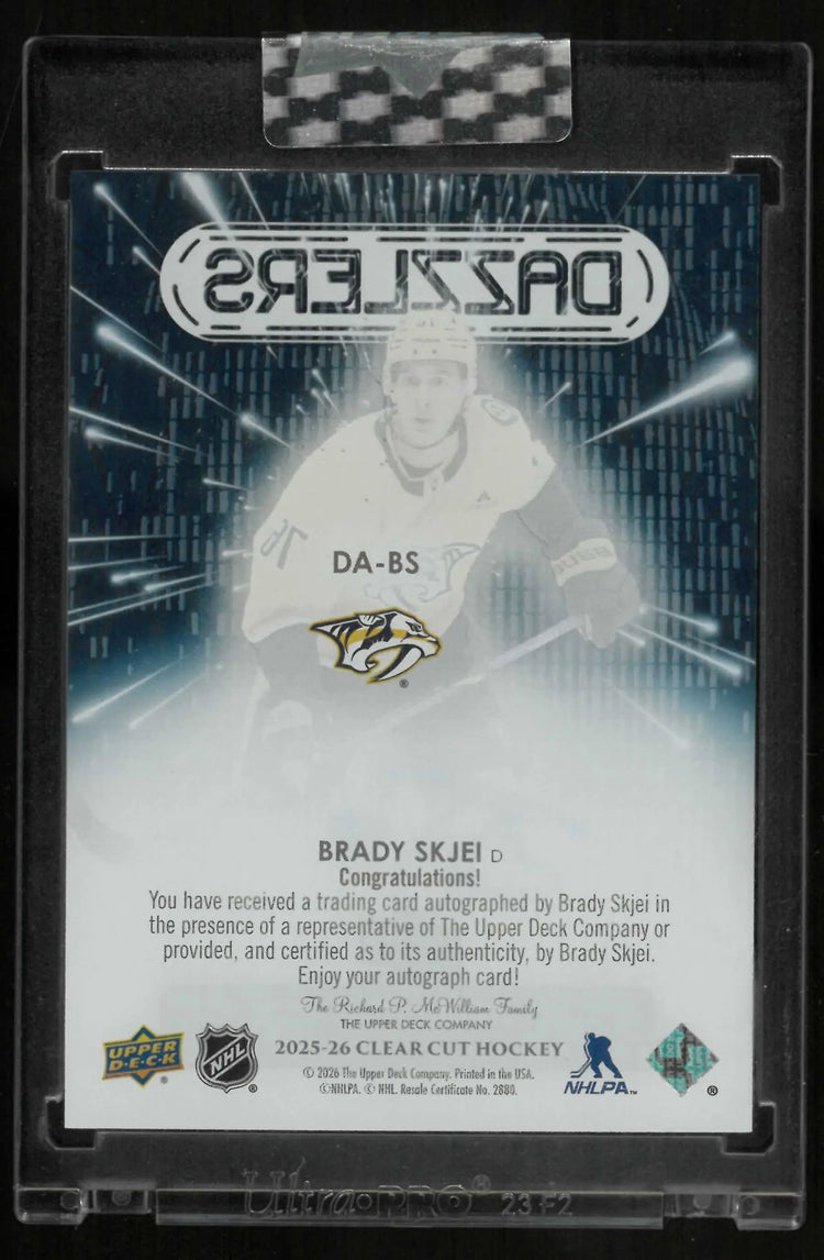 2025-26 Upper Deck Clear Cut Hockey Autograph Dazzlers Brady Skjei Auto 