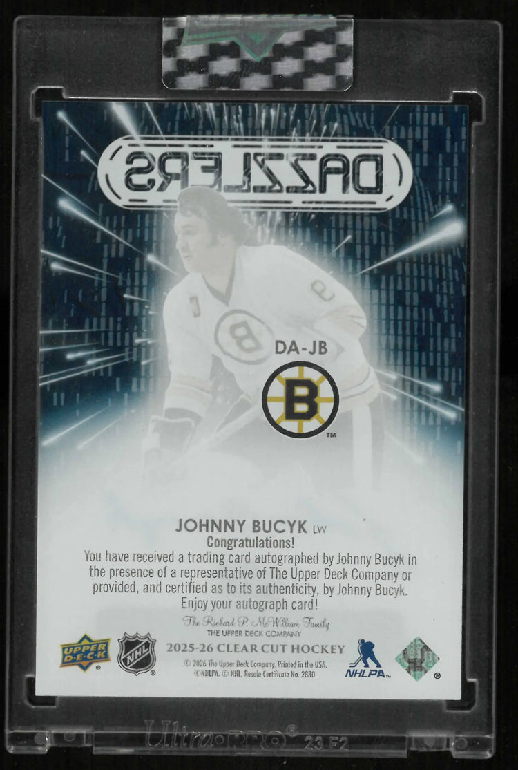 2025-26 Upper Deck Clear Cut Hockey Autograph Dazzlers Johnny Bucyk Auto 