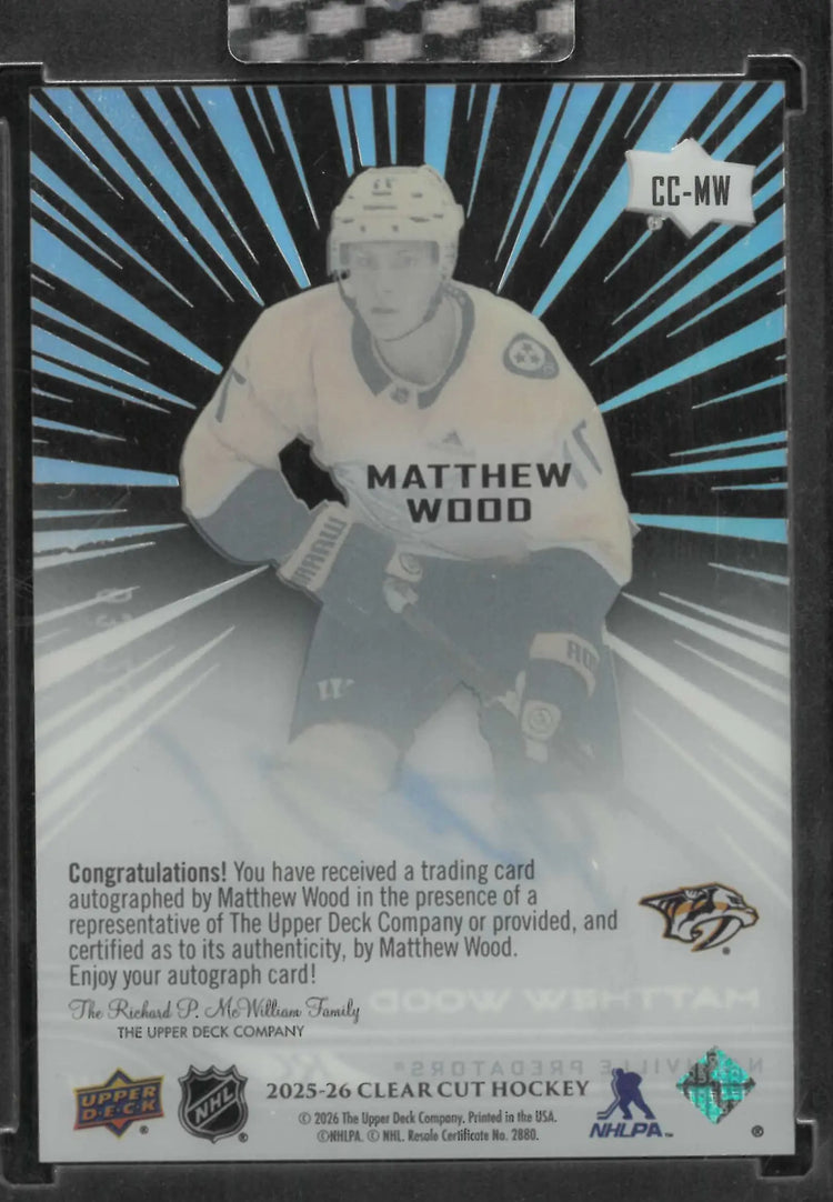 2025-26 Upper Deck Clear Cut Outburst Autograph Rookie Matthew Auto /25 RC 