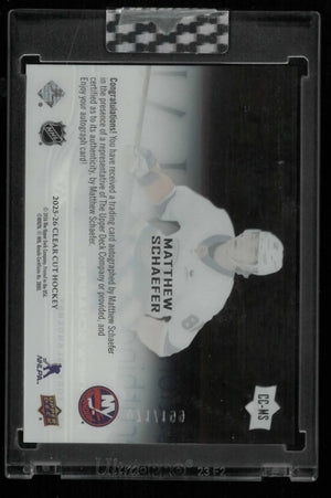 2025-26 Upper Deck Clear Cut Rookie Autograph Matthew Schaefer Auto /199 RC 