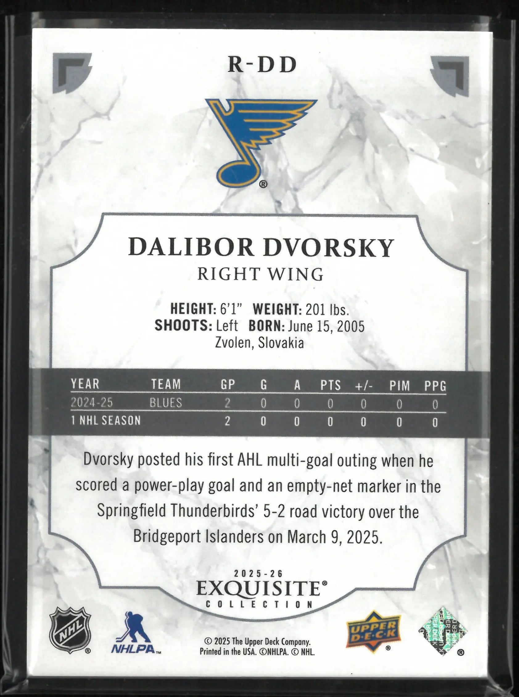 2025-26 Upper Deck Exquisite Dalibor Dvorsky Gold Rookies /25 RC 