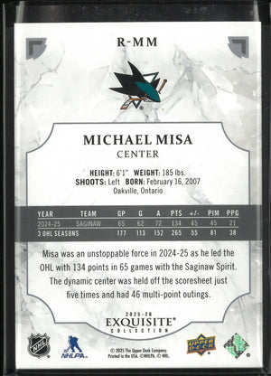 2025-26 Upper Deck Exquisite Michael Misa Rookies RC /399 