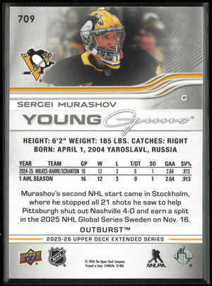 2025-26 Upper Deck Extended Series Young Guns Rookie Sergei Murashov Outburst RC 