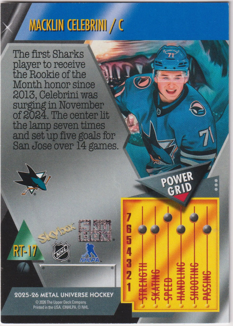 2025-26 Upper Deck Metal Universe Skybox Macklin Celebrini 