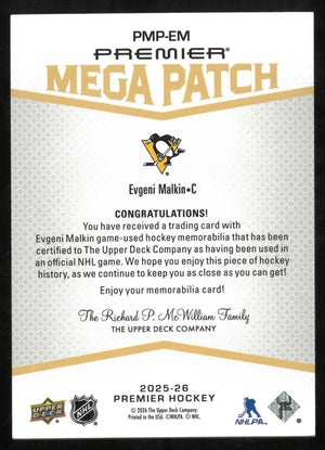 2025-26 Upper Deck Premier Mega Patch Chest Logo Evgeni Malkin /33 