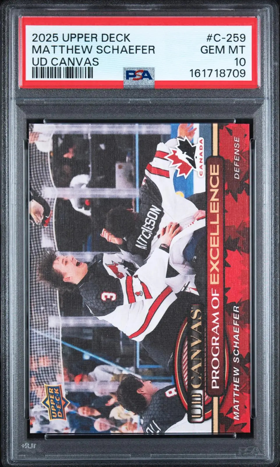 2025-26 Upper Deck S2 UD Canvas Program of Excellence Matthew Schaefer PSA 10 