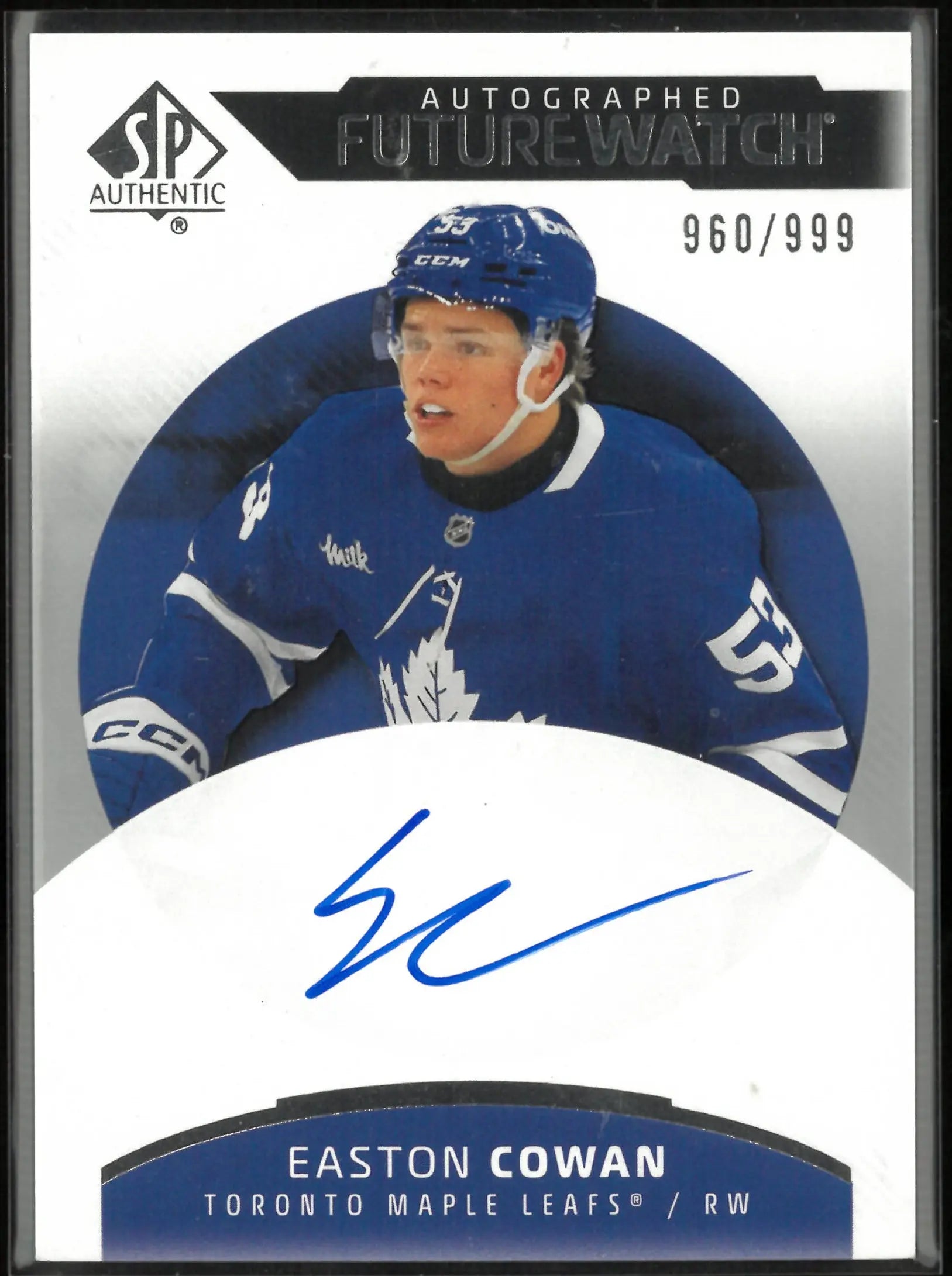 2025-26 Upper Deck SP Authentic Future Watch Rookie Autograph Easton Cowan/99 RC 