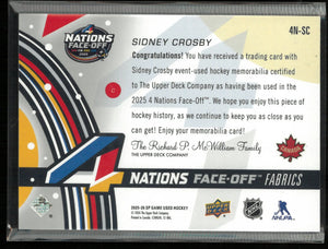 2025-26 Upper Deck SP Game Used 4 Nations Face Off Fabrics Sidney Crosby 