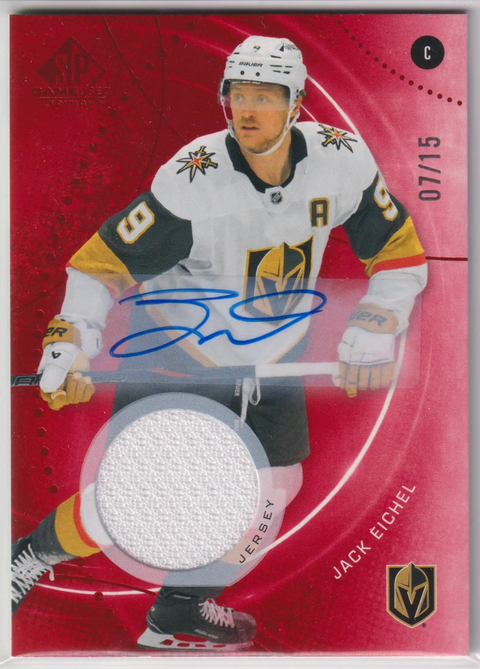 2025-26 Upper Deck SP Game Used Autograph Patch Jack Eichel Auto Red /15 