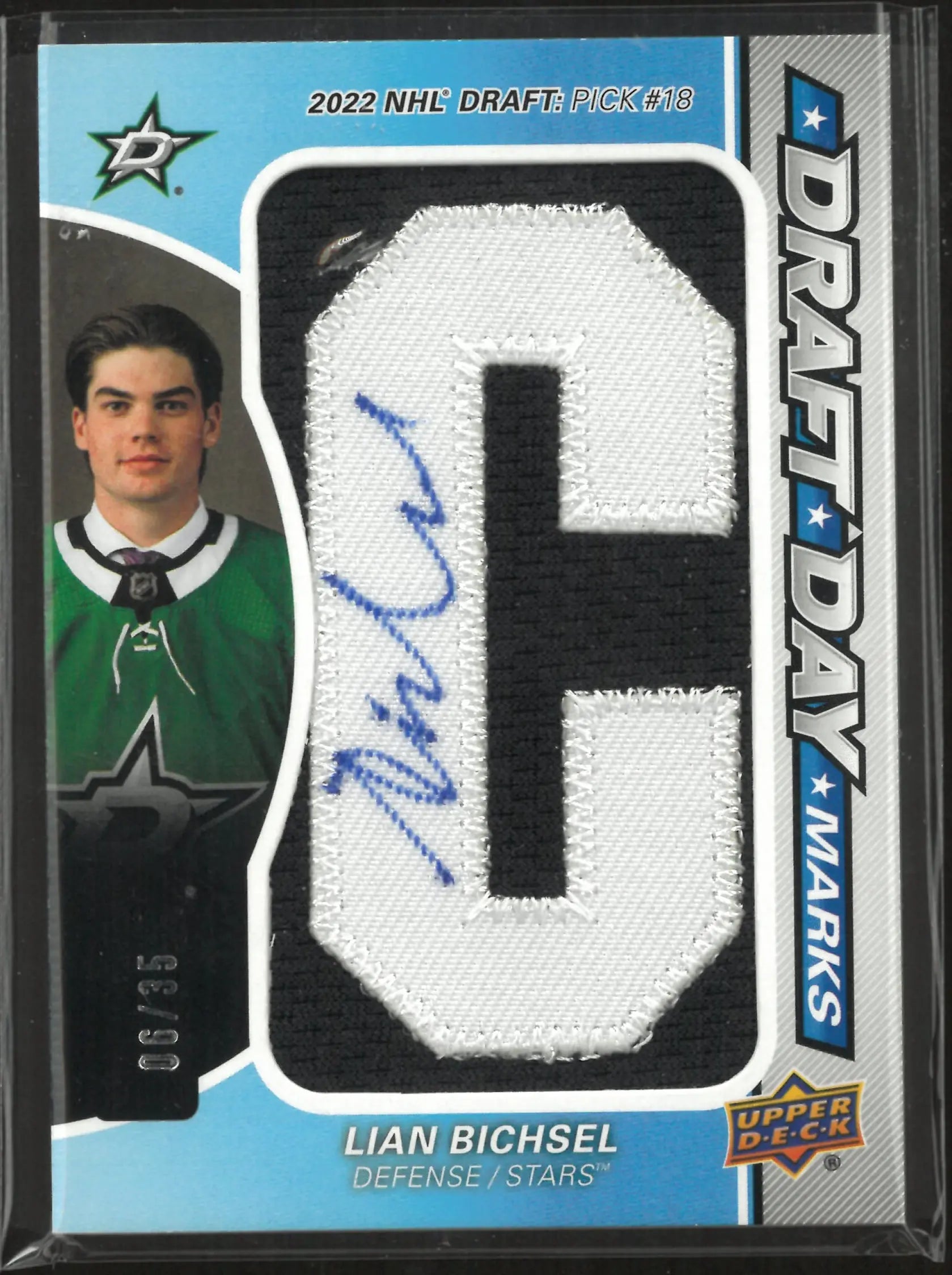 2025-26 Upper Deck SP Game Used Draft Day Marks Letters C Lian Bichsel Auto Patch /35 