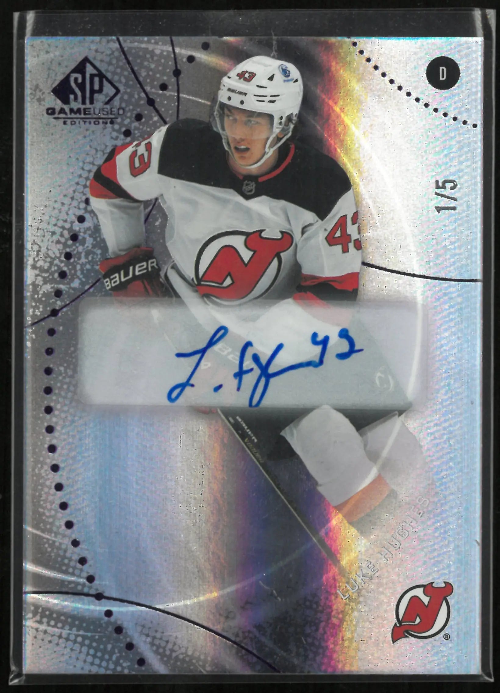 2025-26 Upper Deck SP Game Used Luke Hughes Purple Autograph Auto /5 