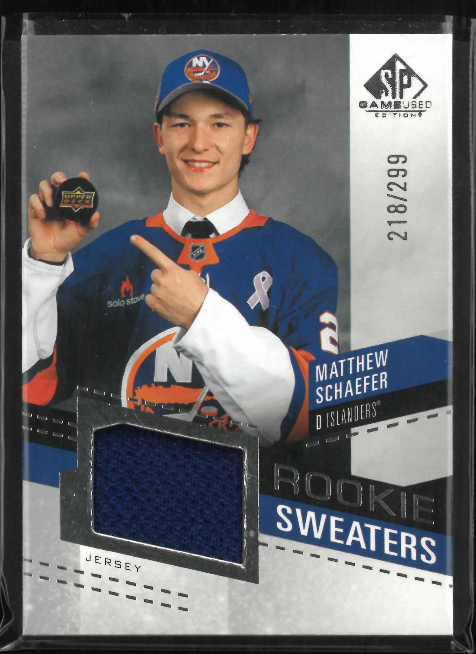 2025-26 Upper Deck SP Game Used Rookie Sweaters Matthew Schaefer /299 RC 