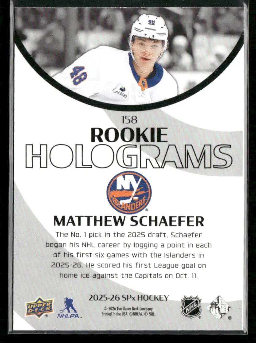 2025-26 Upper Deck SPx Hockey Rookie Hologram Matthew Schaefer 