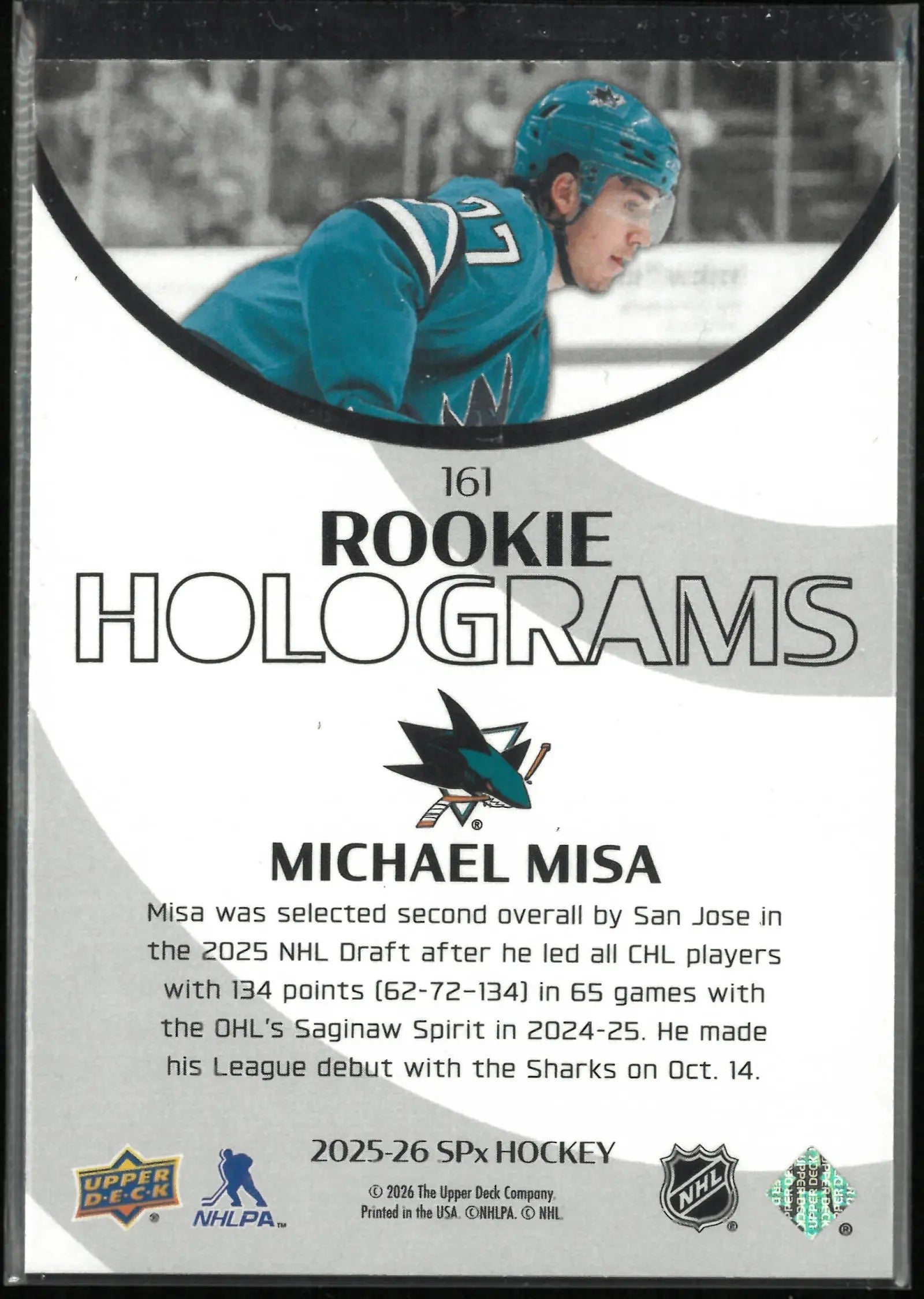 2025-26 Upper Deck SPx Rookie Holograms Michael Misa SP RC 