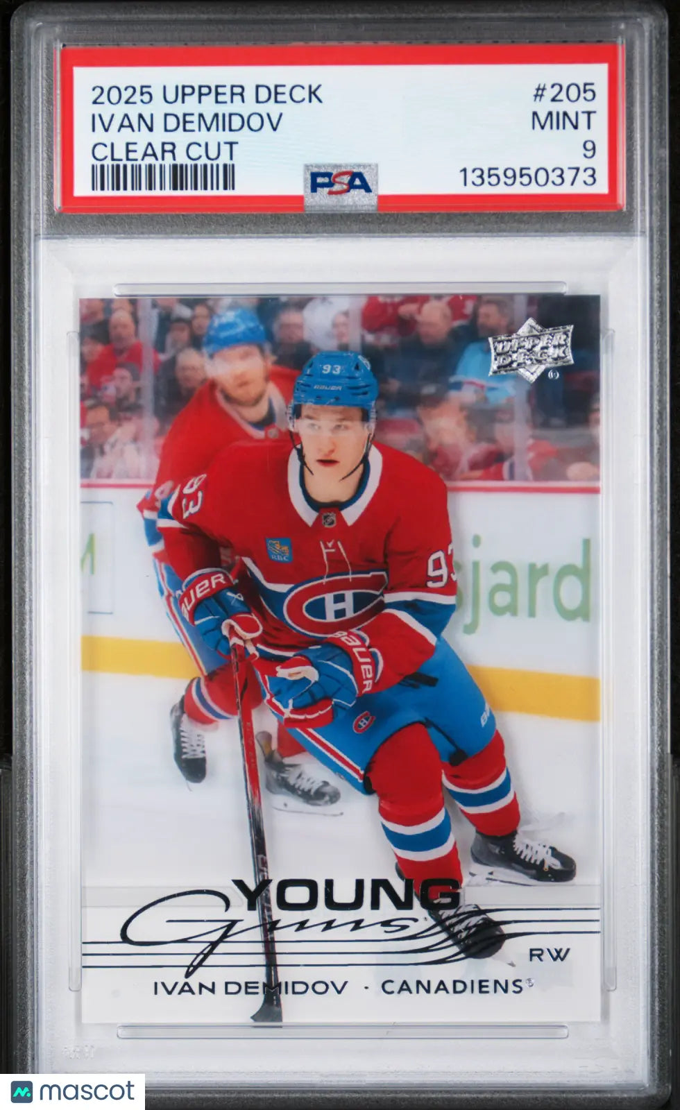 2025-26 Upper Deck Series 1 Ivan Demidov Young Guns RC Clear Cut PSA 9 