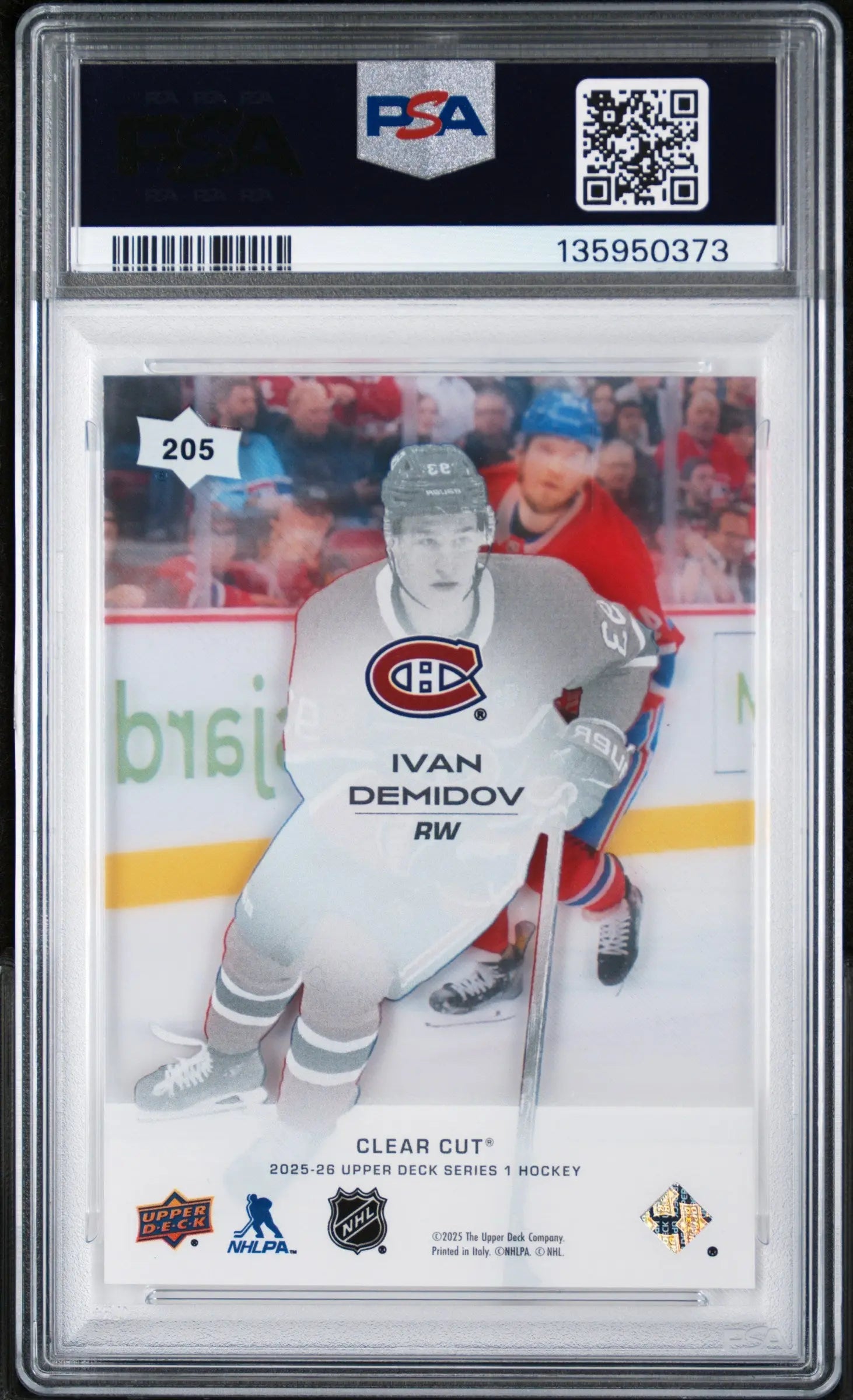 2025-26 Upper Deck Series 1 Ivan Demidov Young Guns RC Clear Cut PSA 9 