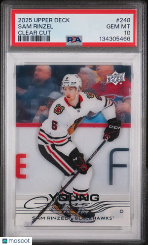 2025-26 Upper Deck Series 1 Young Guns Clear Cut RC Sam Rinzel #248 PSA 10 
