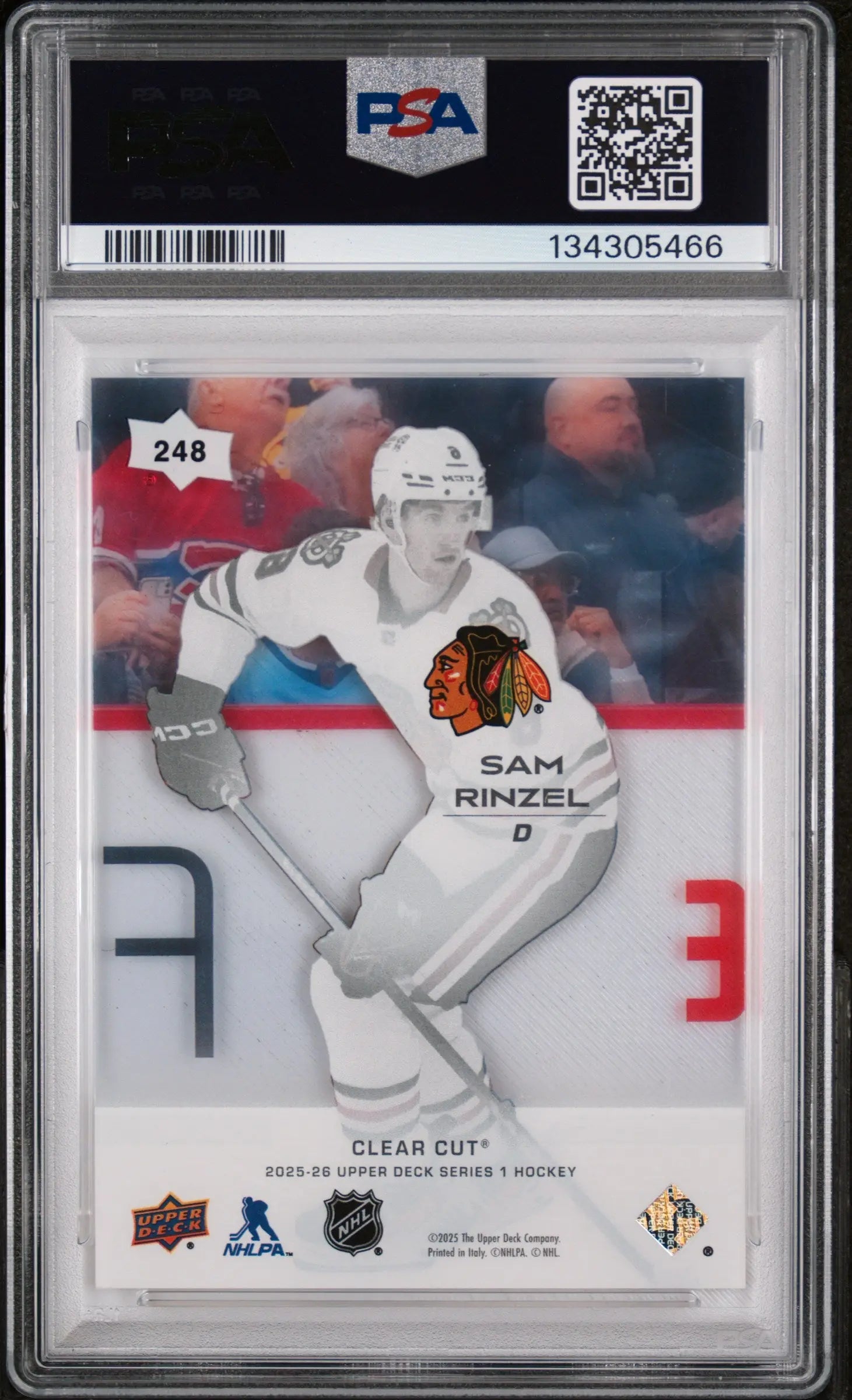 2025-26 Upper Deck Series 1 Young Guns Clear Cut RC Sam Rinzel #248 PSA 10 