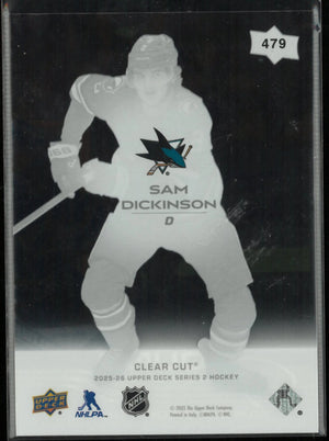 2025-26 Upper Deck Series 2 Clear Cut Young Guns Rookie Sam Dickinson RC 