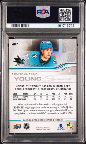 2025-26 Upper Deck Series 2 Hockey Rookie Young Guns Michael Misa RC PSA 9 