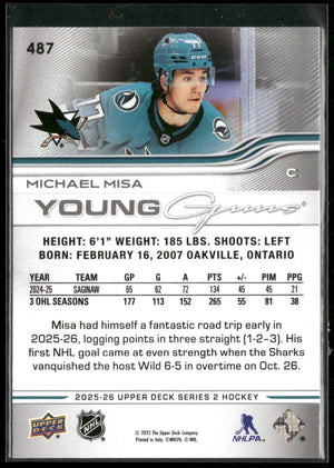 2025-26 Upper Deck Series 2 Hockey Young Guns Rookie Michael Misa 