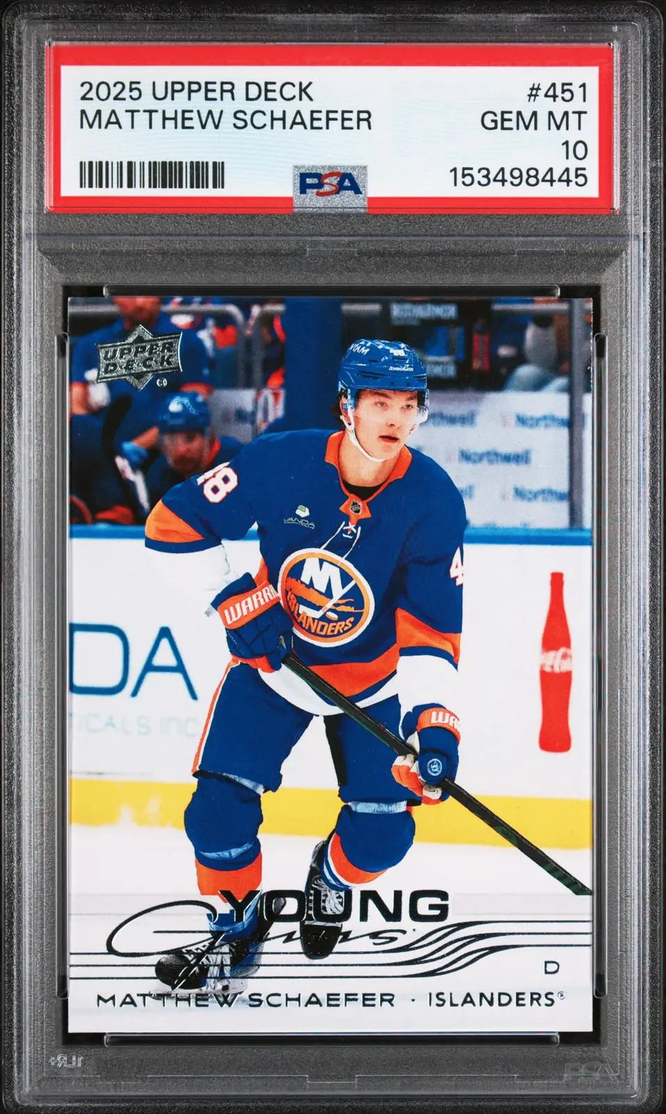 2025-26 Upper Deck Series 2 Rookie Young Guns Matthew Schaefer RC PSA 10 