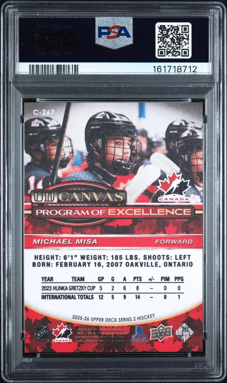 2025-26 Upper Deck Series 2 UD Canvas Program of Excellence Michael Misa PSA 10 