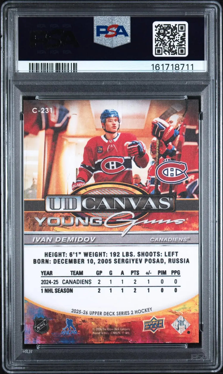 2025-26 Upper Deck Series 2 UD Canvas Rookie Young Guns Ivan Demidov RC PSA 10 