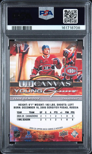 2025-26 Upper Deck Series 2 UD Canvas Rookie Young Guns Ivan Demidov RC PSA 10 
